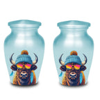 bison sunglasses beanie cremation urn for human ashes, handmade aluminum memorial urn – photo 7