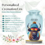 bison sunglasses beanie cremation urn for human ashes, handmade aluminum memorial urn – photo 2