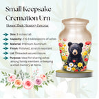black bear wildflower meadow cremation urn for human ashes, handmade aluminum memorial urn – photo 4