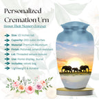 elephant sunrise safari cremation urn for human ashes, handmade aluminum memorial urn – photo 2