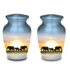elephant sunrise safari cremation urn for human ashes, handmade aluminum memorial urn – photo 7