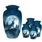 wolf moon wildlife cremation urn for human ashes, handmade aluminum memorial urn – photo 7
