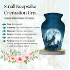 wolf moon wildlife cremation urn for human ashes, handmade aluminum memorial urn – photo 4
