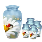 ladybug daisy flower cremation urn for human ashes, handmade aluminum memorial urn – photo 7
