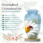 ladybug daisy flower cremation urn for human ashes, handmade aluminum memorial urn – photo 2