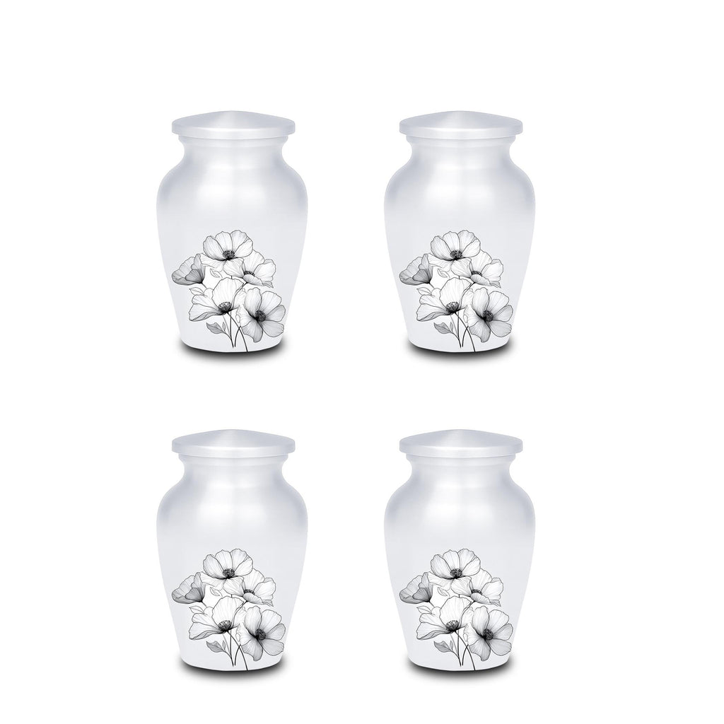white floral cremation urn for human ashes, handmade aluminum memorial urn – photo 9