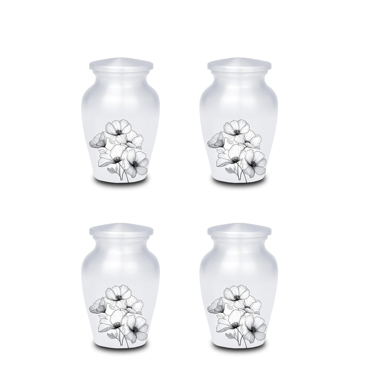 white floral cremation urn for human ashes, handmade aluminum memorial urn – photo 9