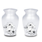 white floral cremation urn for human ashes, handmade aluminum memorial urn – photo 8