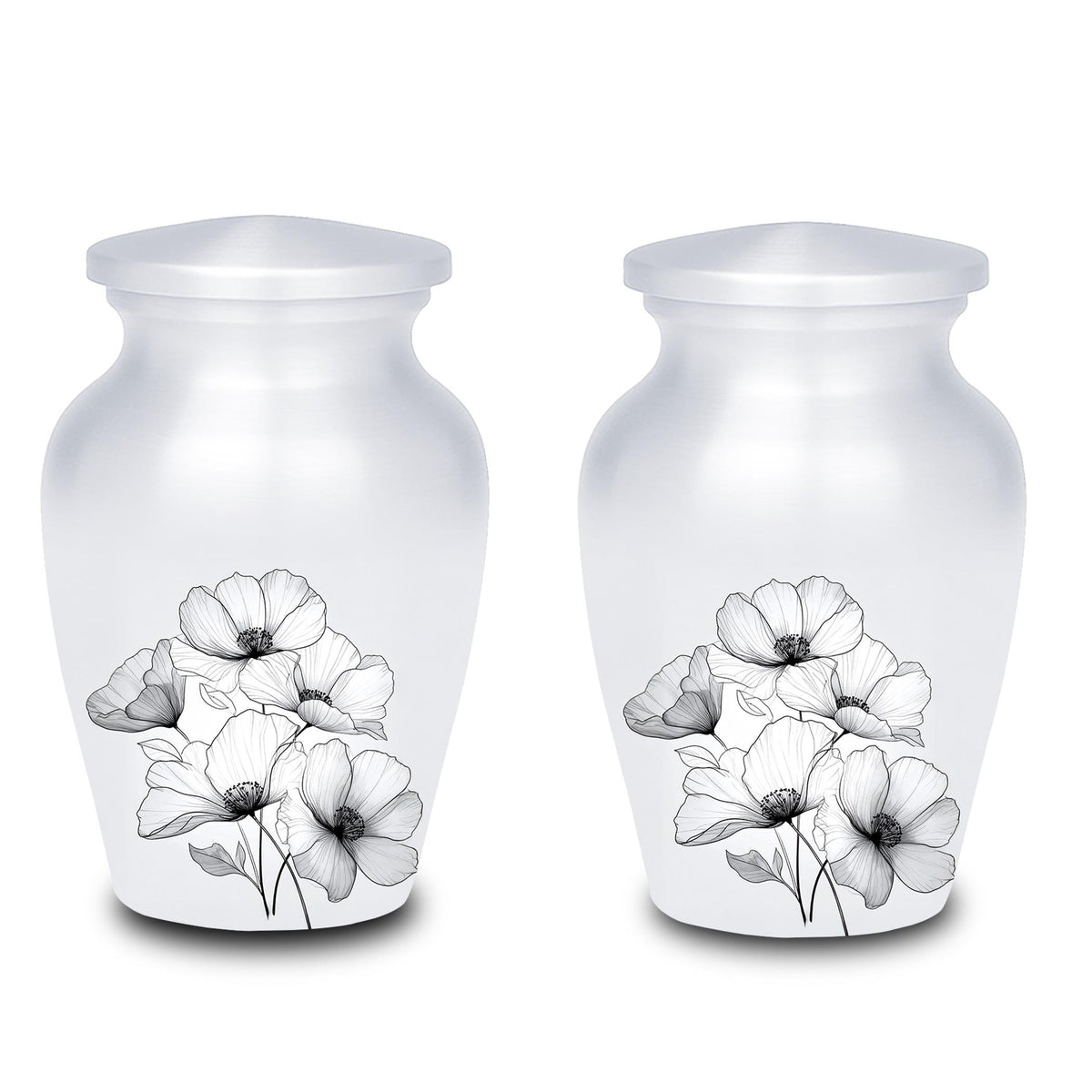 white floral cremation urn for human ashes, handmade aluminum memorial urn – photo 8