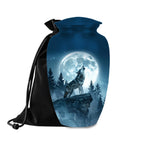 wolf moon wildlife cremation urn for human ashes, handmade aluminum memorial urn – photo 1