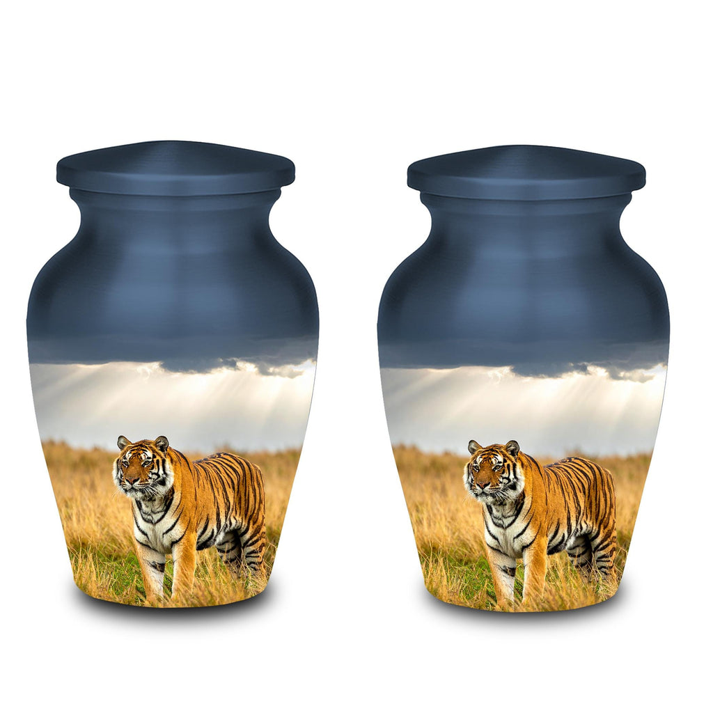 tiger wildlife cremation urn for human ashes, handmade aluminum memorial urn – photo 8