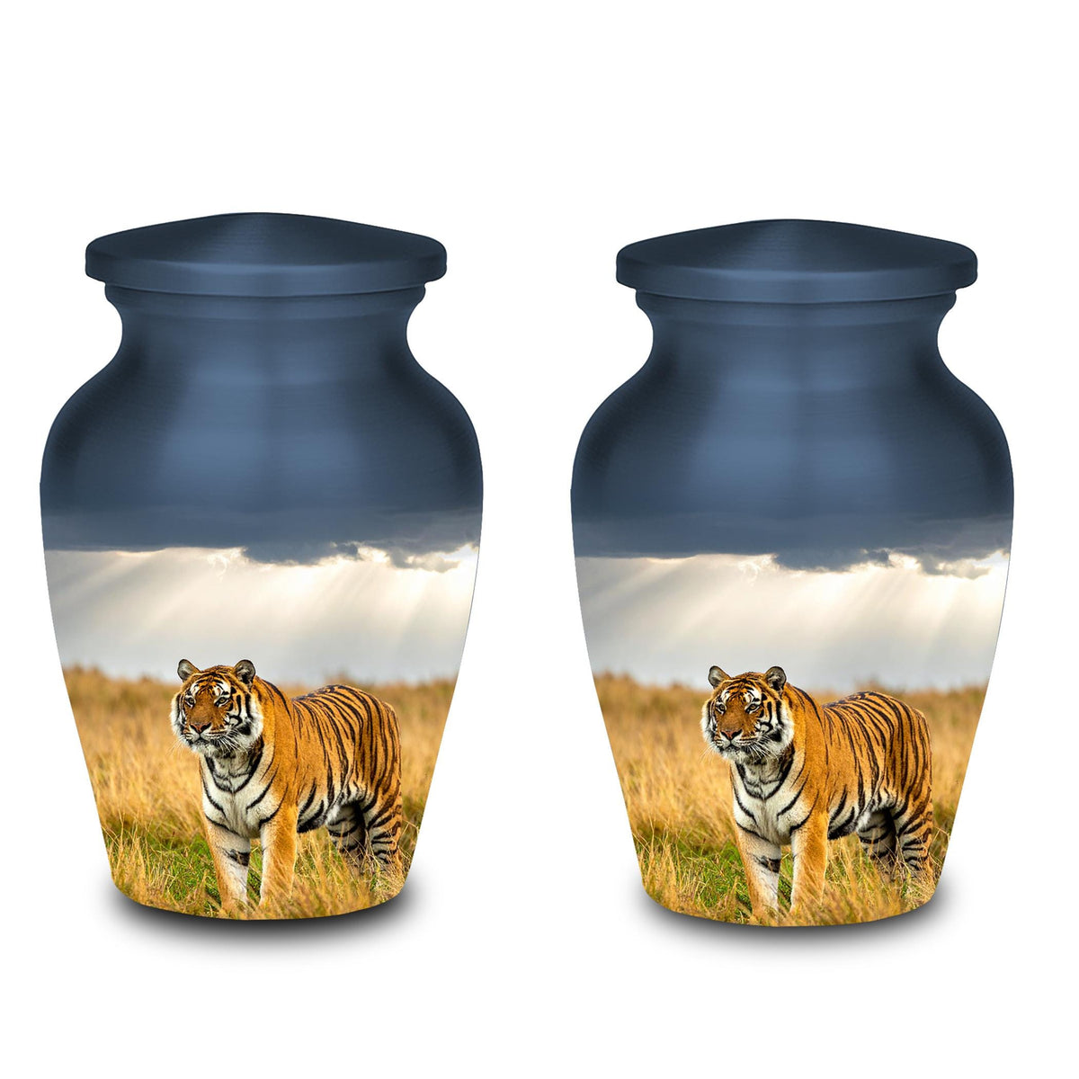 tiger wildlife cremation urn for human ashes, handmade aluminum memorial urn – photo 8