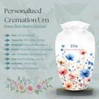 watercolor wildflower cremation urn for human ashes, handmade aluminum memorial urn – photo 3