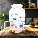 watercolor wildflower cremation urn for human ashes, handmade aluminum memorial urn – photo 4