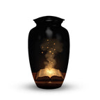 book lover teacher cremation urn for human ashes, handmade aluminum memorial urn – photo 2