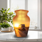 sunset highway truck cremation urn for human ashes, handmade aluminum memorial urn – photo 9