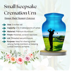 golf player green cremation urn for human ashes, handmade aluminum memorial urn – photo 6