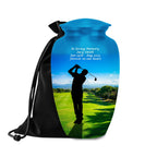 golf player green cremation urn for human ashes, handmade aluminum memorial urn – photo 2