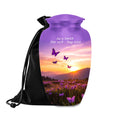purple sunset butterfly cremation urn for human ashes, handmade aluminum memorial urn – photo 1