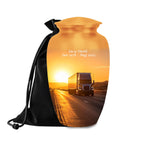 sunset highway truck cremation urn for human ashes, handmade aluminum memorial urn – photo 1