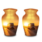 sunset highway truck cremation urn for human ashes, handmade aluminum memorial urn – photo 7