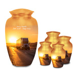 sunset highway truck cremation urn for human ashes, handmade aluminum memorial urn – photo 8