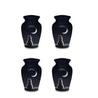 cat moon night sky cremation urn for pet ashes, handmade aluminum memorial urn – photo 4