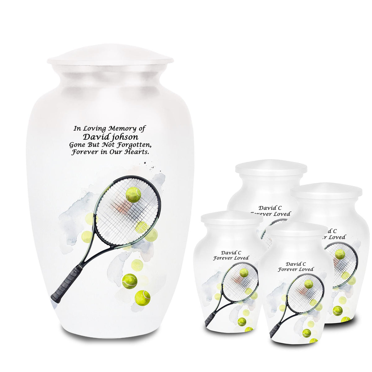 tennis racket and balls cremation urn for human ashes, handmade aluminum memorial urn – photo 8