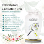 tennis racket and balls cremation urn for human ashes, handmade aluminum memorial urn – photo 2