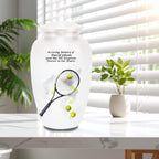 tennis racket and balls cremation urn for human ashes, handmade aluminum memorial urn – photo 4