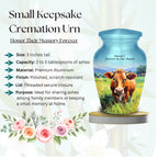 cow countryside farm cremation urn for human ashes, handmade aluminum memorial urn – photo 5