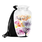 watercolor tree music notes cremation urn for human ashes, handmade aluminum memorial urn – photo 1