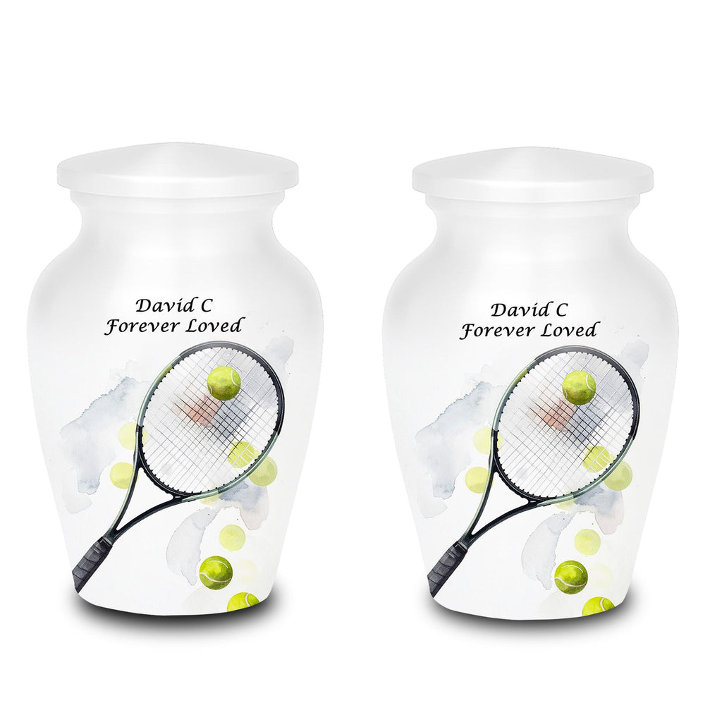 tennis racket and balls cremation urn for human ashes, handmade aluminum memorial urn – photo 7