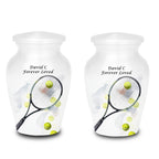 tennis racket and balls cremation urn for human ashes, handmade aluminum memorial urn – photo 7