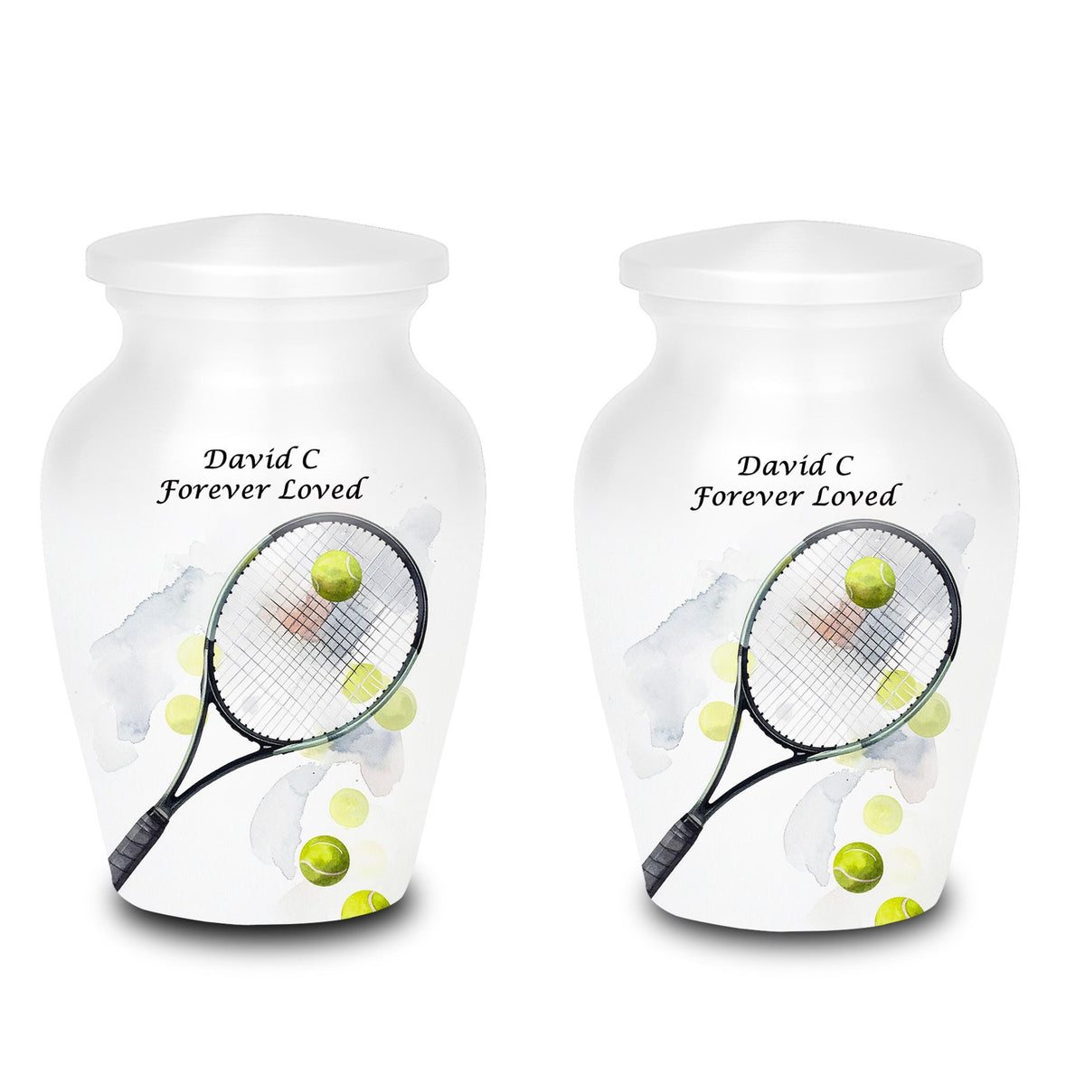 tennis racket and balls cremation urn for human ashes, handmade aluminum memorial urn – photo 7