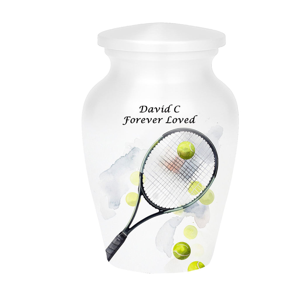 tennis racket and balls cremation urn for human ashes, handmade aluminum memorial urn – photo 5