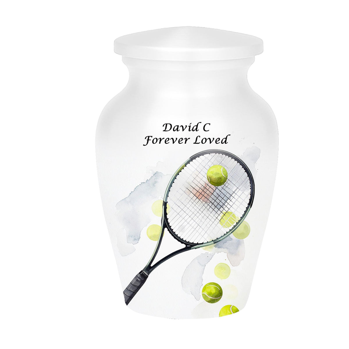 tennis racket and balls cremation urn for human ashes, handmade aluminum memorial urn – photo 5
