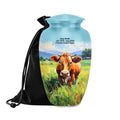 cow countryside farm cremation urn for human ashes, handmade aluminum memorial urn – photo 1