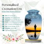 sunset fishing cremation urn for human ashes, handmade aluminum memorial urn – photo 4