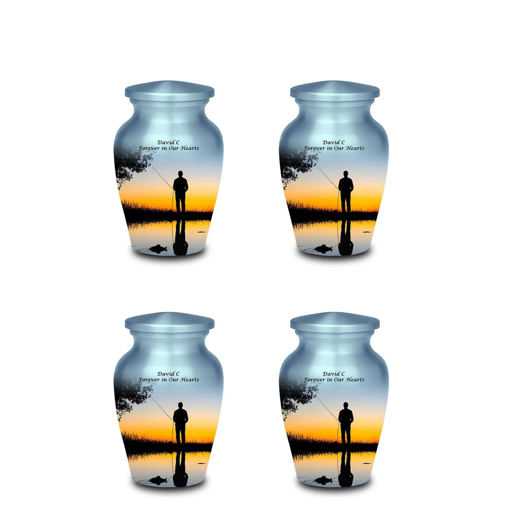 sunset fishing cremation urn for human ashes, handmade aluminum memorial urn – photo 9