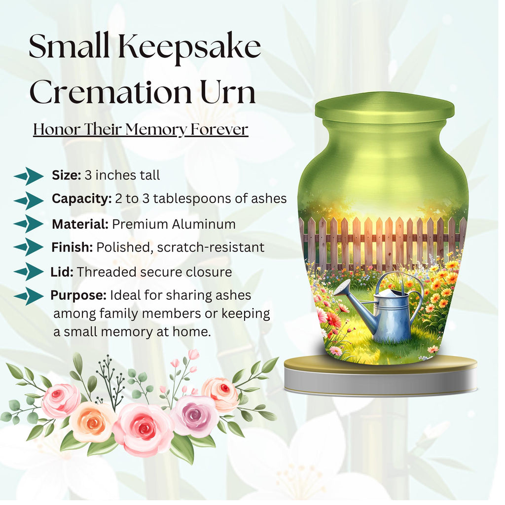 floral garden cremation urn for human ashes, handmade aluminum memorial urn – photo 8