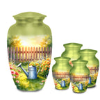 floral garden cremation urn for human ashes, handmade aluminum memorial urn – photo 5