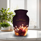 bowling strike cremation urn for human ashes, handmade aluminum memorial urn – photo 8