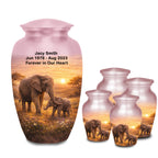 mother and baby elephant cremation urn for human ashes, handmade aluminum memorial urn – photo 9