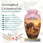 mother and baby elephant cremation urn for human ashes, handmade aluminum memorial urn – photo 2