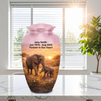 mother and baby elephant cremation urn for human ashes, handmade aluminum memorial urn – photo 6