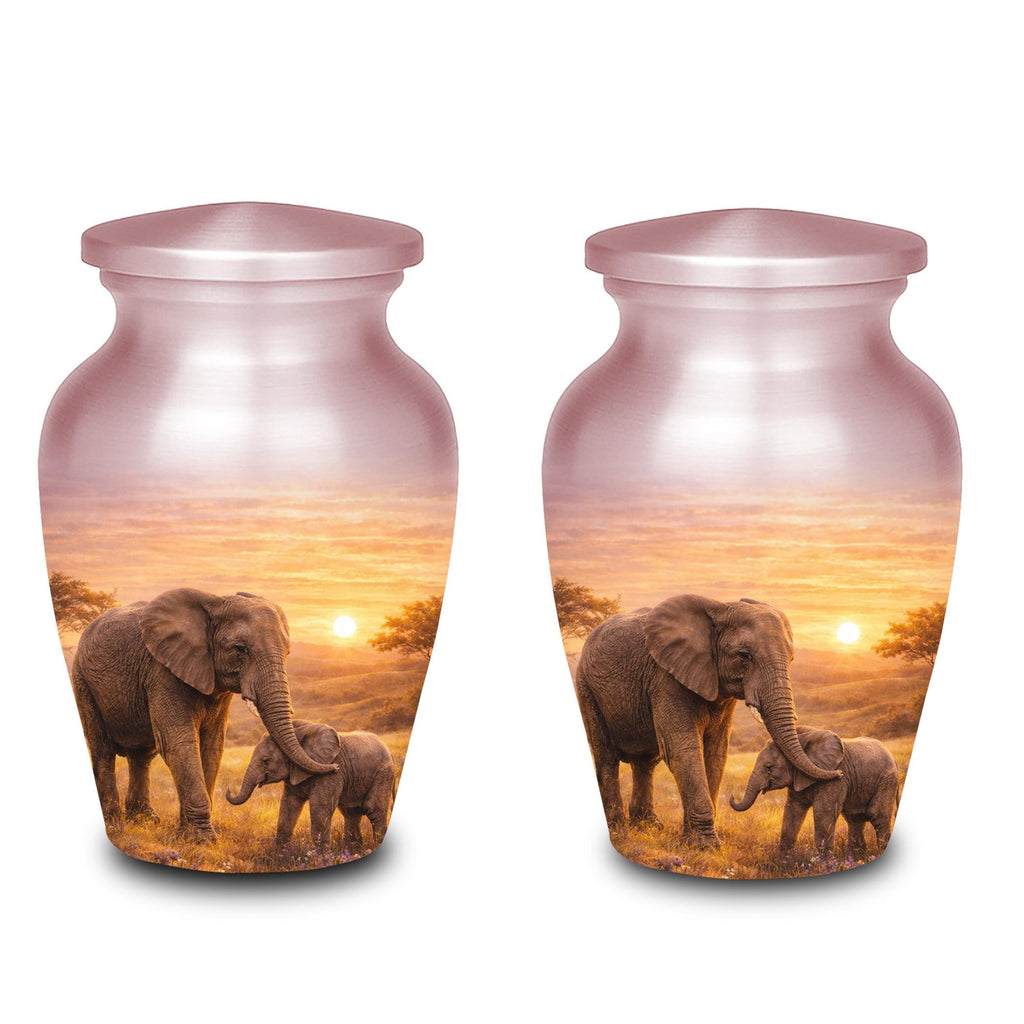 mother and baby elephant cremation urn for human ashes, handmade aluminum memorial urn – photo 10