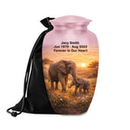 mother and baby elephant cremation urn for human ashes, handmade aluminum memorial urn – photo 3