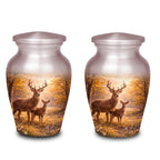 deer forest scene cremation urn for human ashes, handmade aluminum memorial urn – photo 10