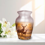 deer forest scene cremation urn for human ashes, handmade aluminum memorial urn – photo 7